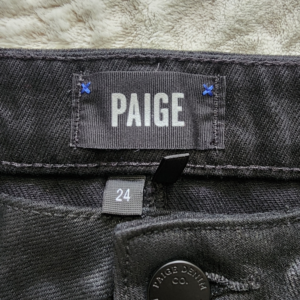 Paige Women's Aideen Mini Skirt Size 24 Black Onyx‎ coating NWT - Picture 12 of 13